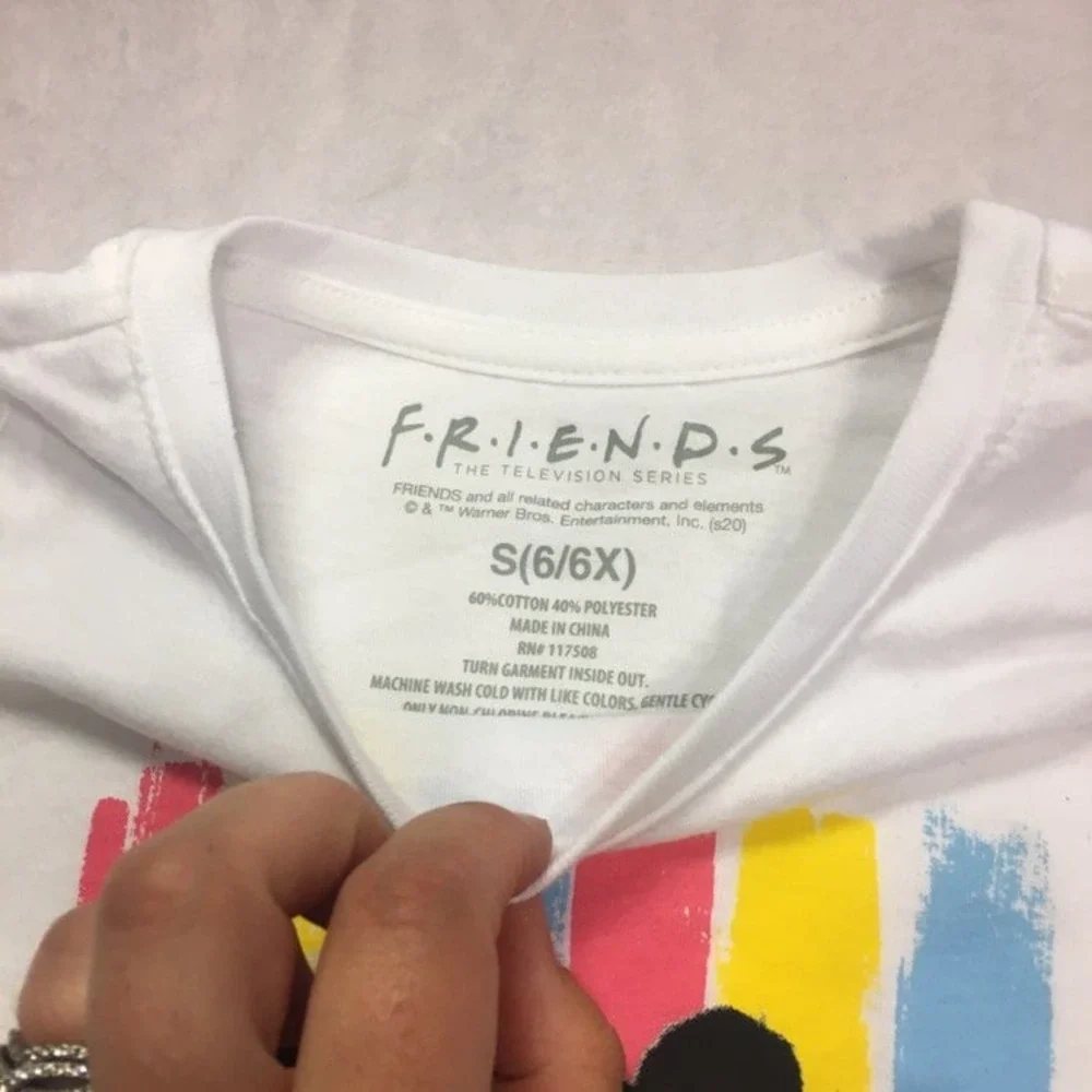 Friends TV Show Graphic T-Shirt Kids Size 6/6X Black White 2‎ Pack NWT NWOT